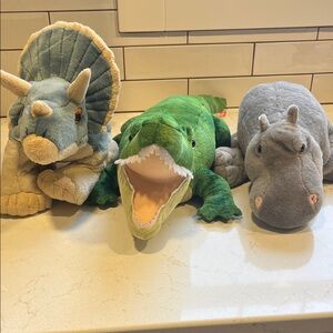 Charming Plush Toy Trio - Dinosaur, Gator, and Hippo
